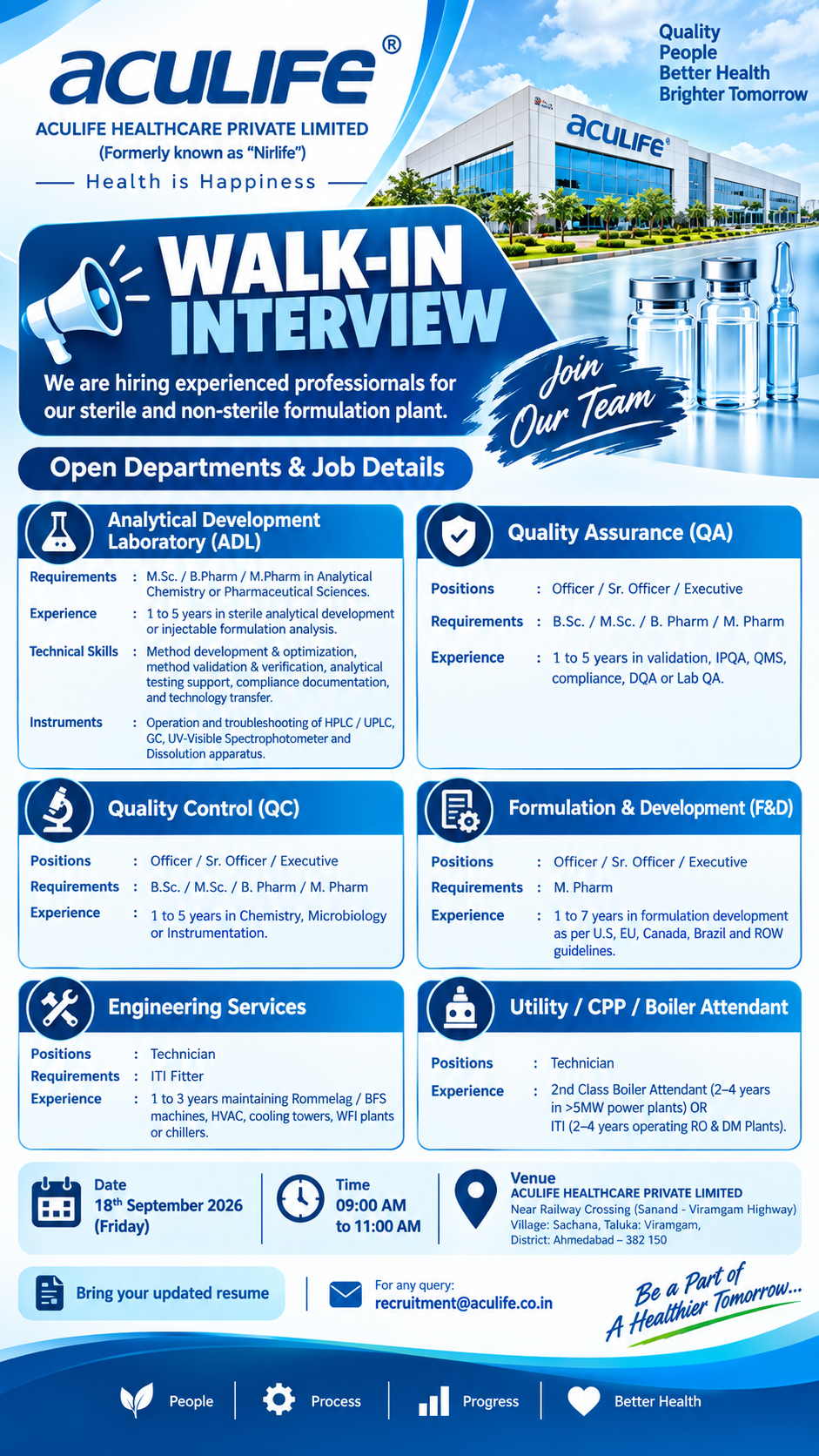 Aculife Healthcare Walk-In Interview 2026