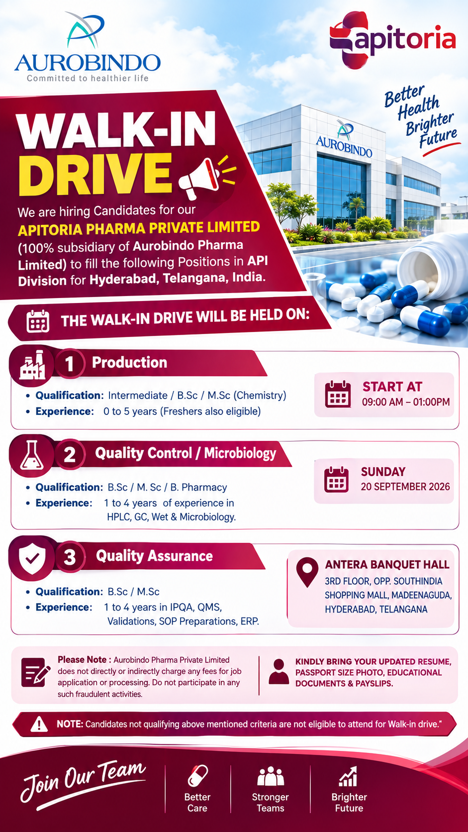 Apitoria Pharma Walk-In Interview 2026