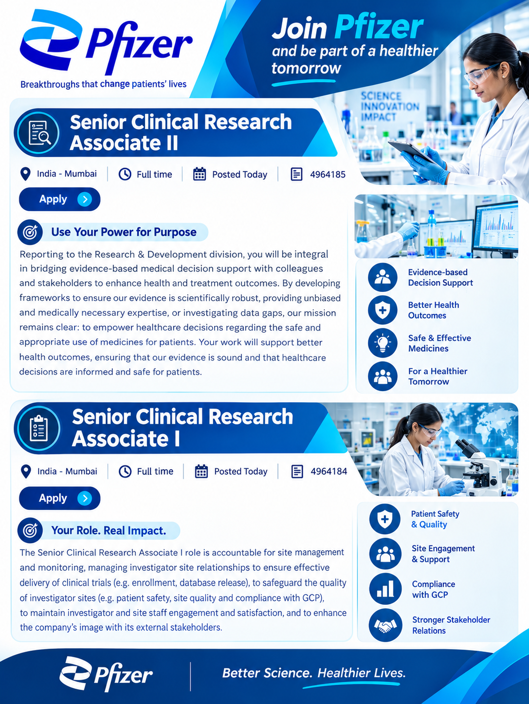 Pfizer Hiring Senior Clinical Research Associate 2026