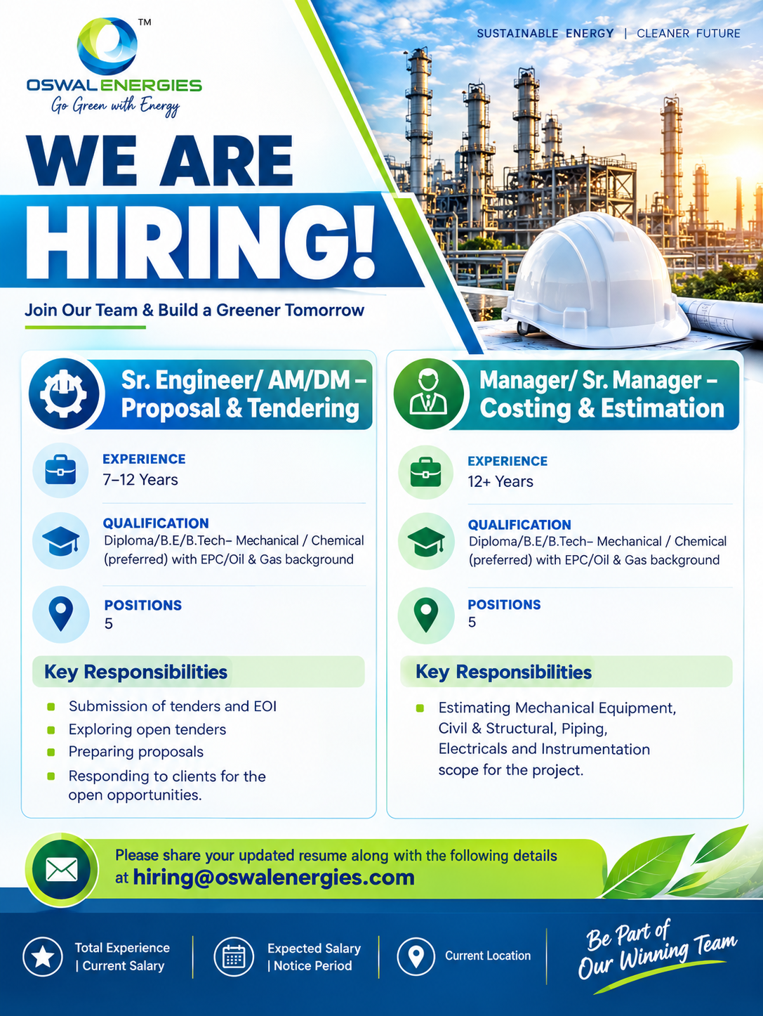Oswal Energies Hiring 2026