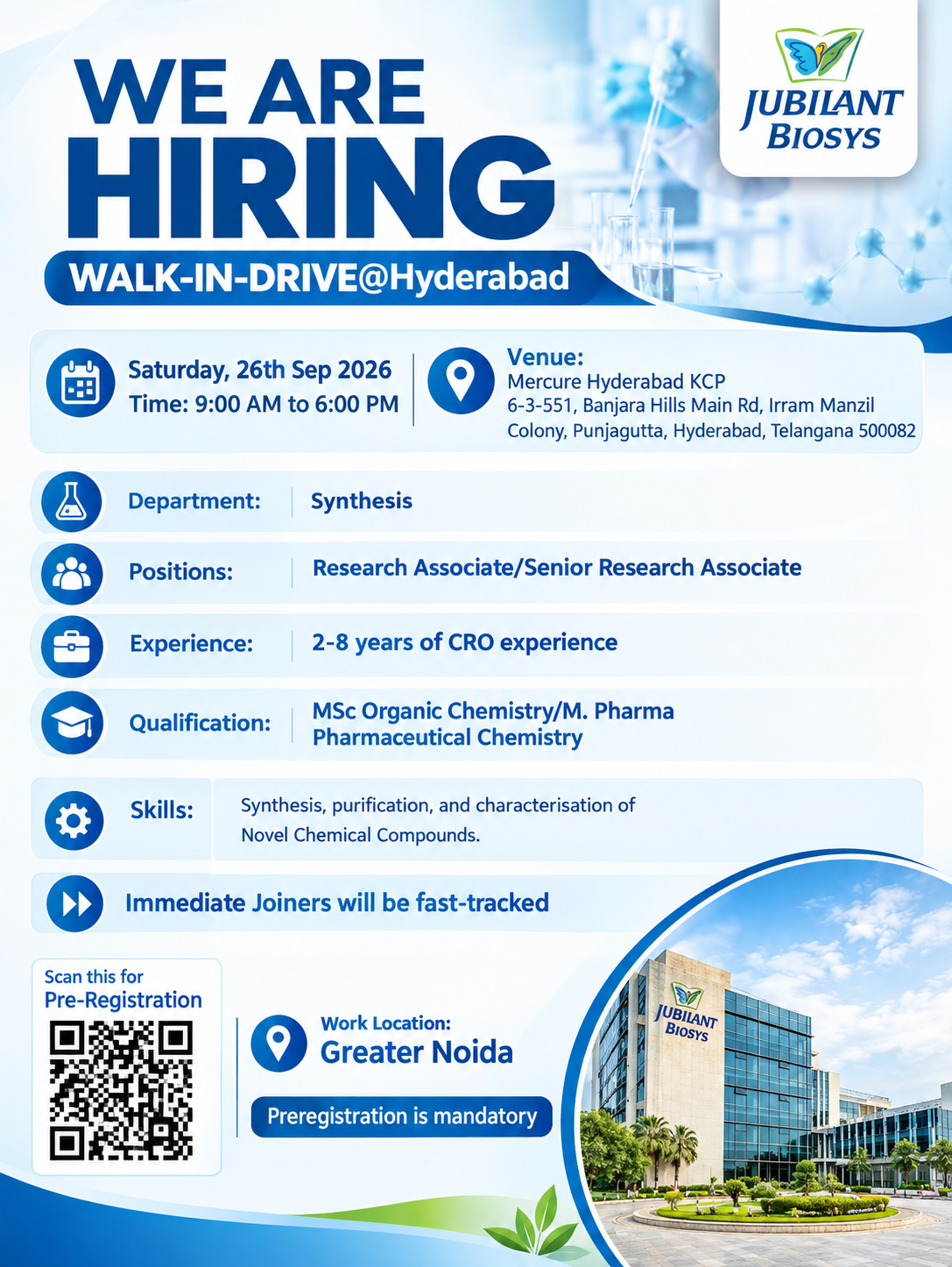 Jubilant Biosys Walk-In Interview 2026