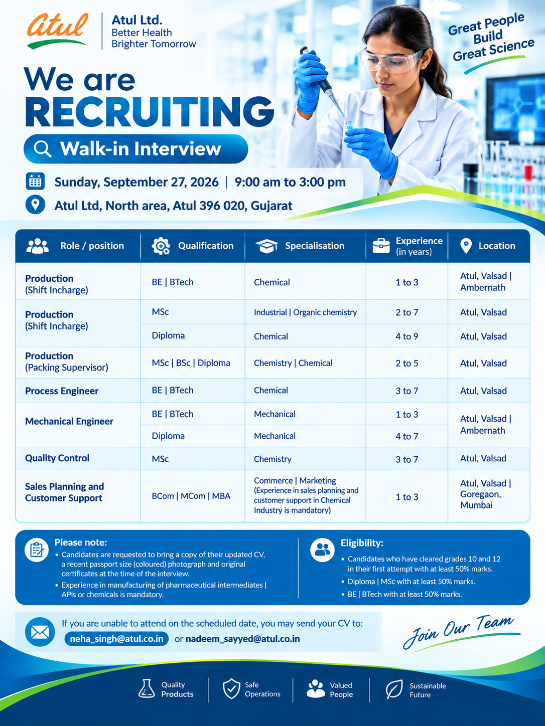 Atul Limited Walk-In Interview 2026