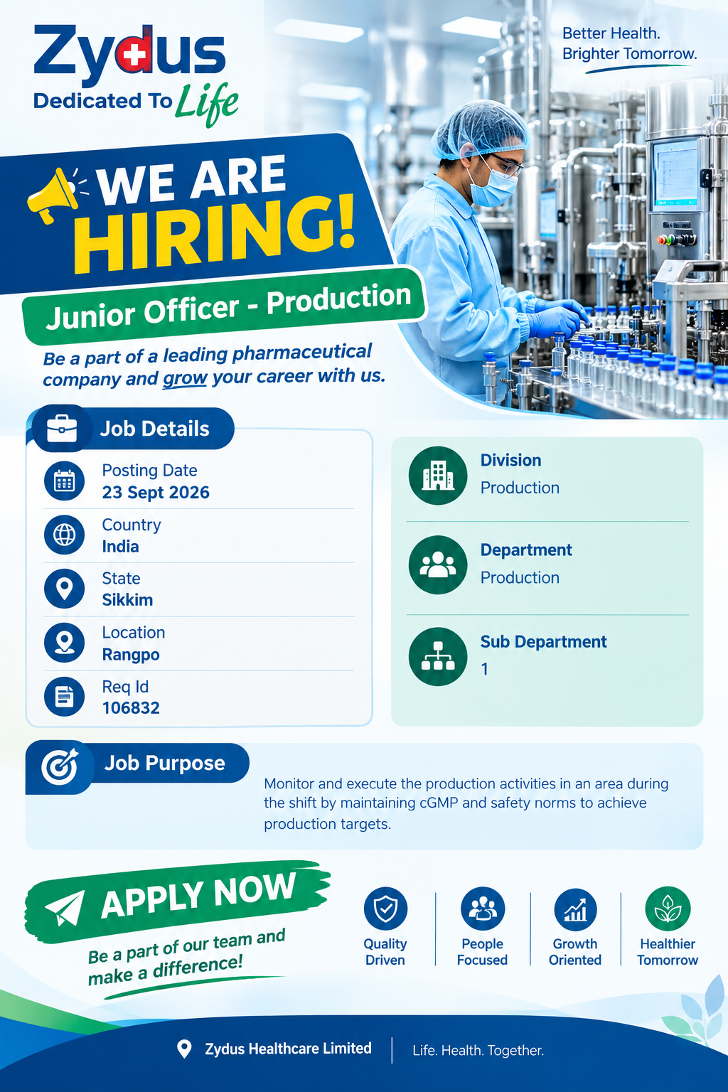 Cipla Hiring Junior Officer