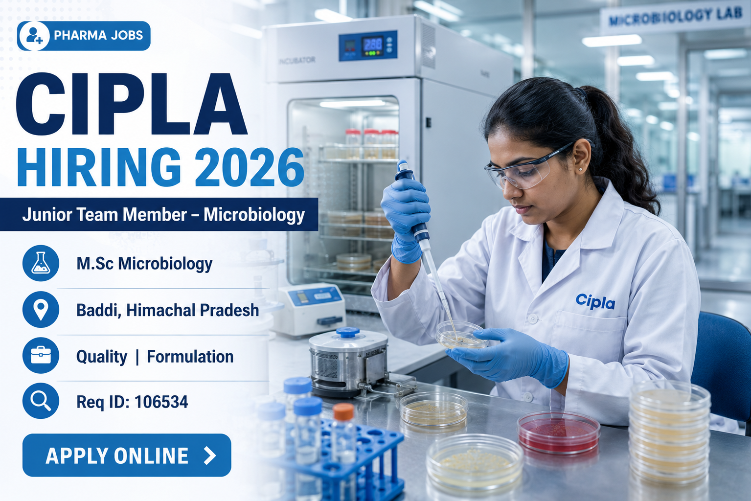 Cipla Hiring Junior Team Member – Microbiology in Baddi | Pharma Jobs 2026