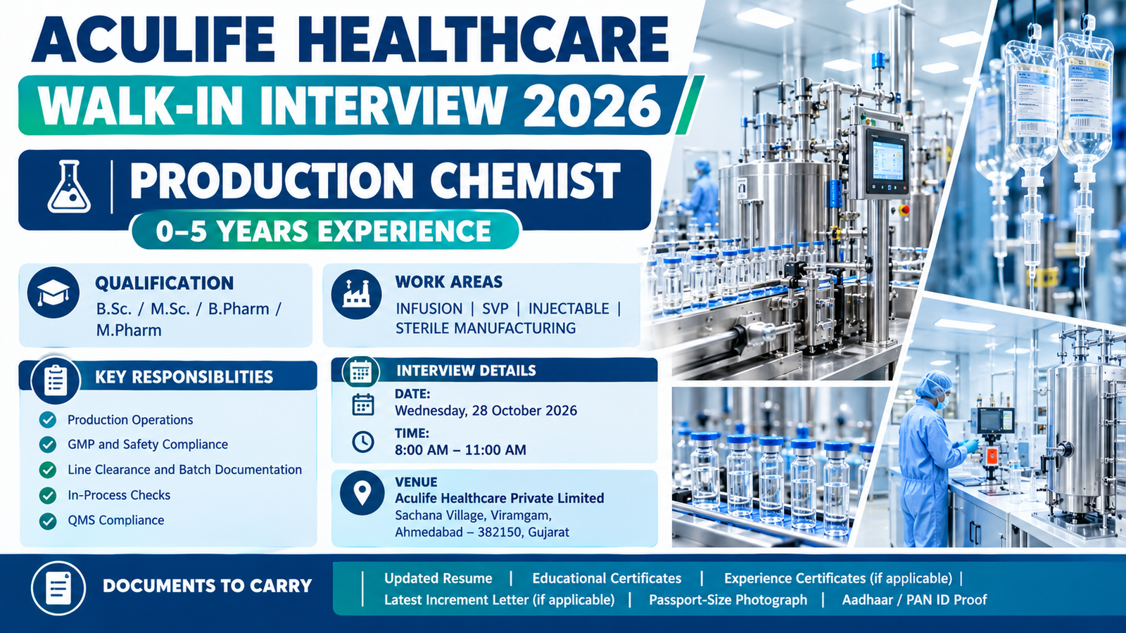 Aculife Healthcare Production Chemist Interview 2026