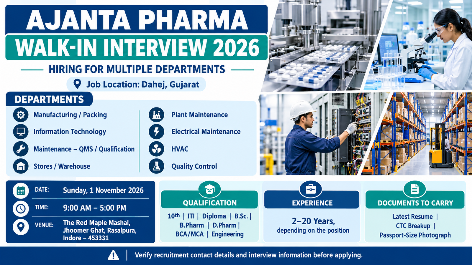 AJANTA PHARMA WALK-IN INTERVIEW 2026