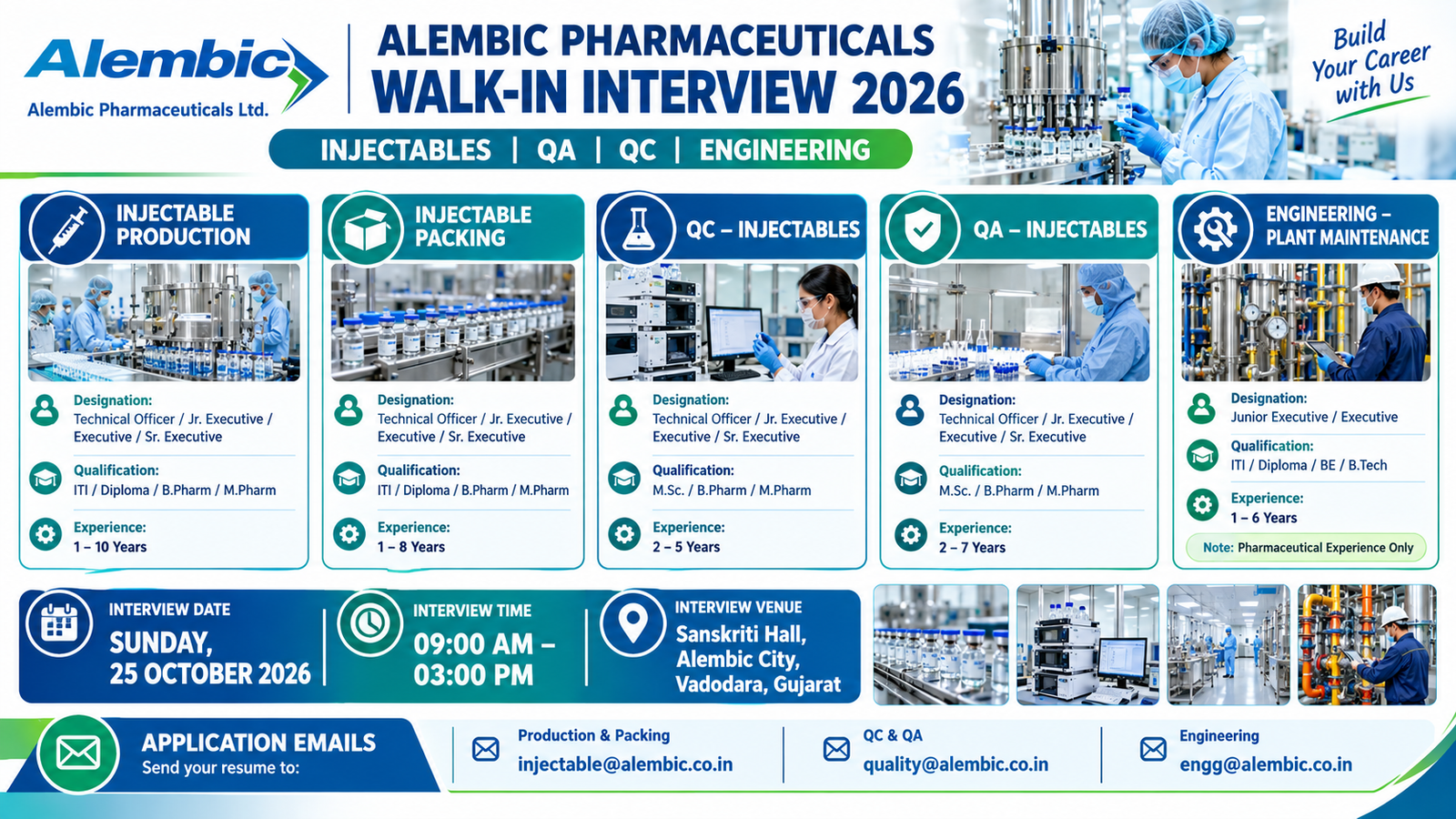 Alembic Pharmaceuticals Walk-In Interview 2026