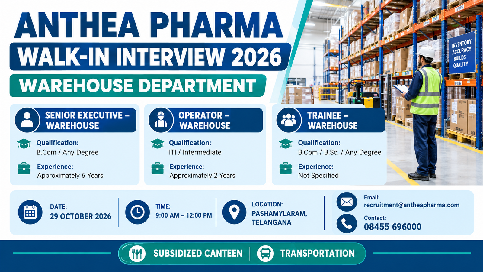 Anthea Pharma Walk-In Interview 2026