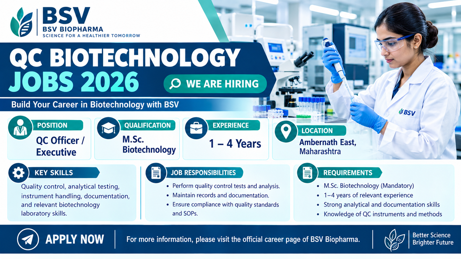 BSV QC Biotechnology Jobs 2026