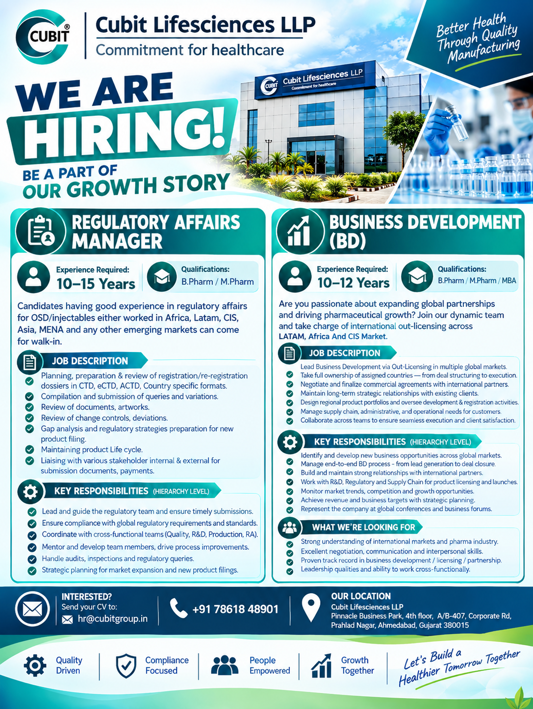 Cubit Lifesciences Hiring 2026