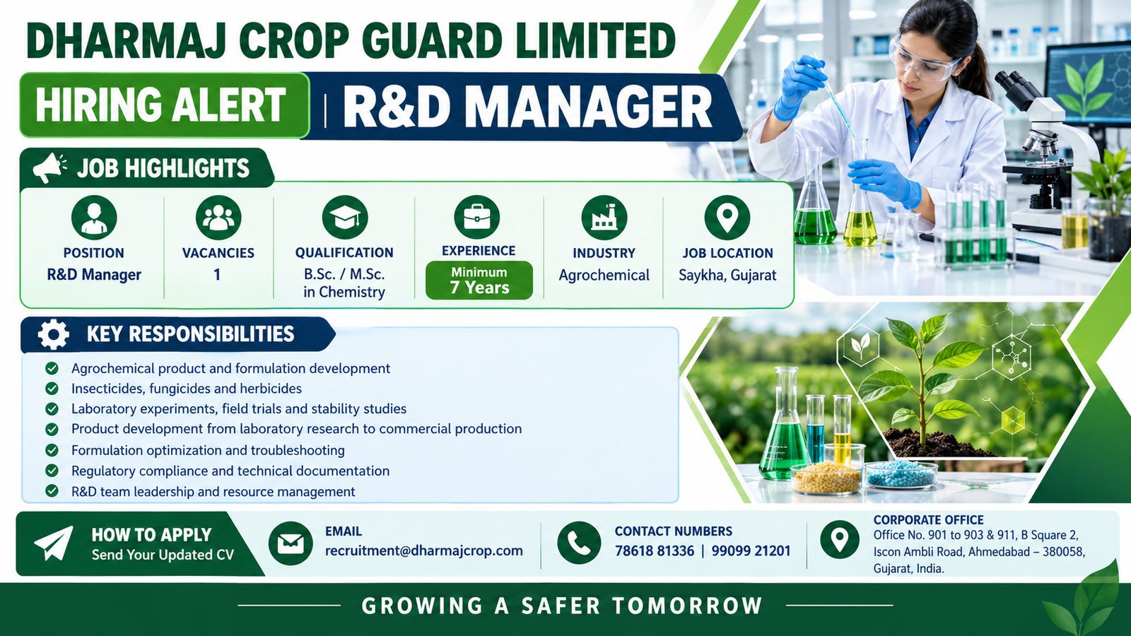 Dharmaj Crop Guard R&D Manager Recruitment 2026