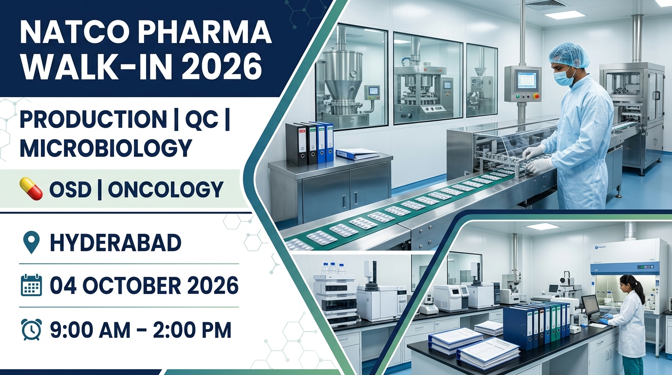 Natco Pharma Walk-In Interview 2026