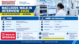Macleods R&D Walk-In Interview 2026