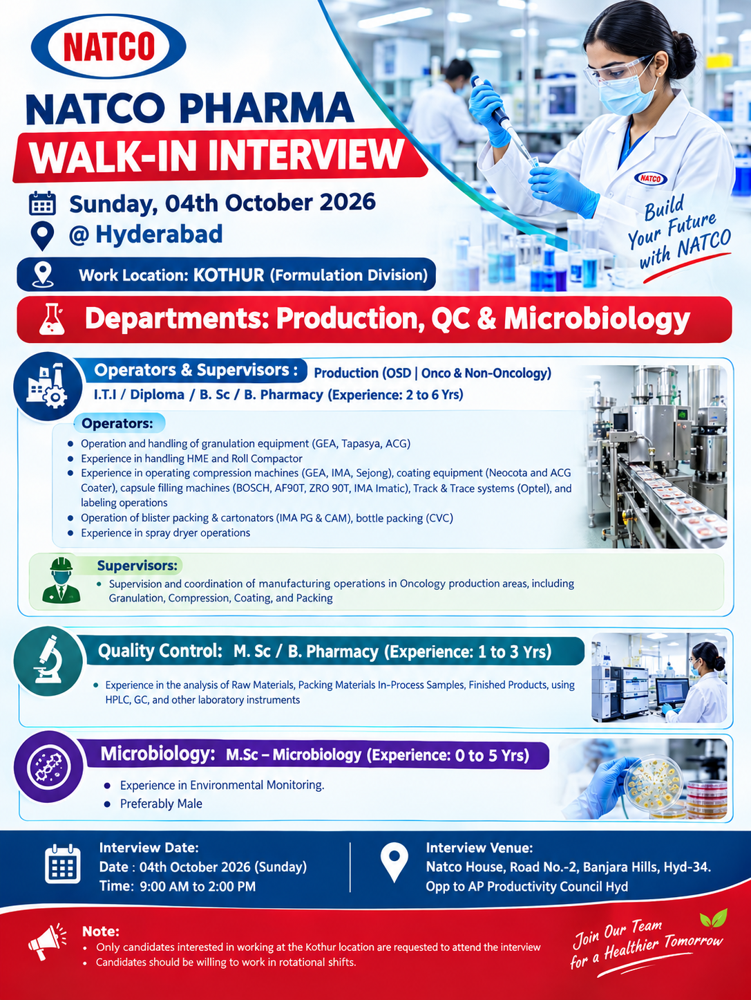 Natco Pharma Walk-In Interview 2026