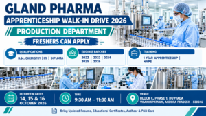 Gland Pharma Apprenticeship Walk-In 2026