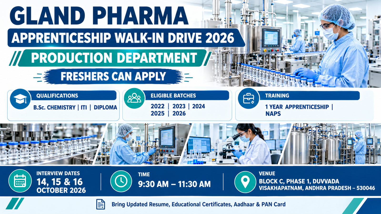 Gland Pharma Apprenticeship Walk-In 2026