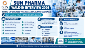 Sun Pharma Walk-In Interview