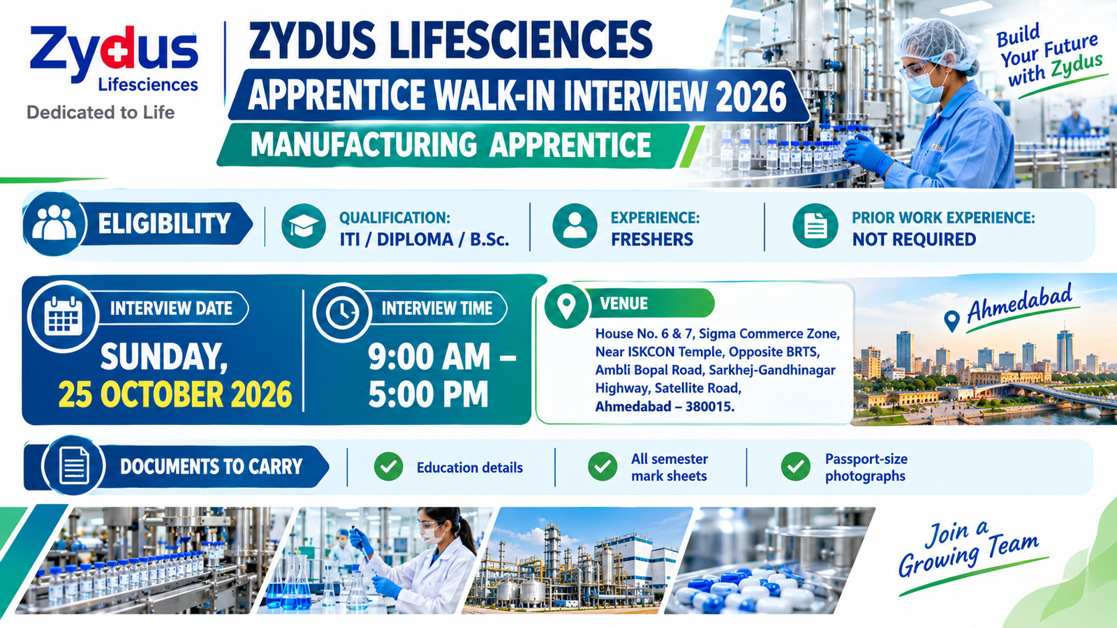Zydus Lifesciences Apprentice Walk-In Interview 2026