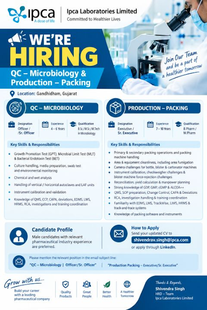 Ipca Laboratories Hiring 2026