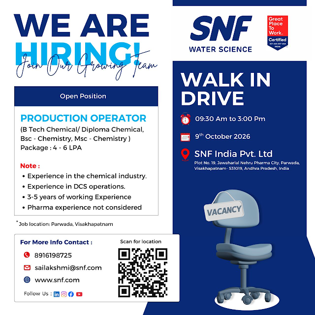 SNF India Jobs 2026