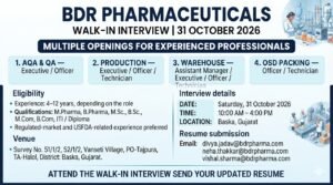 BDR PHARMACEUTICALS WALK-IN INTERVIEW 2026